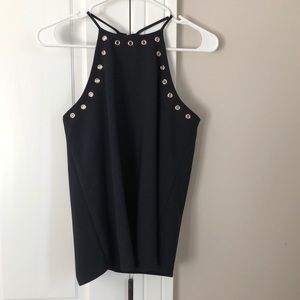 Abbeline high-neck metal detail tank